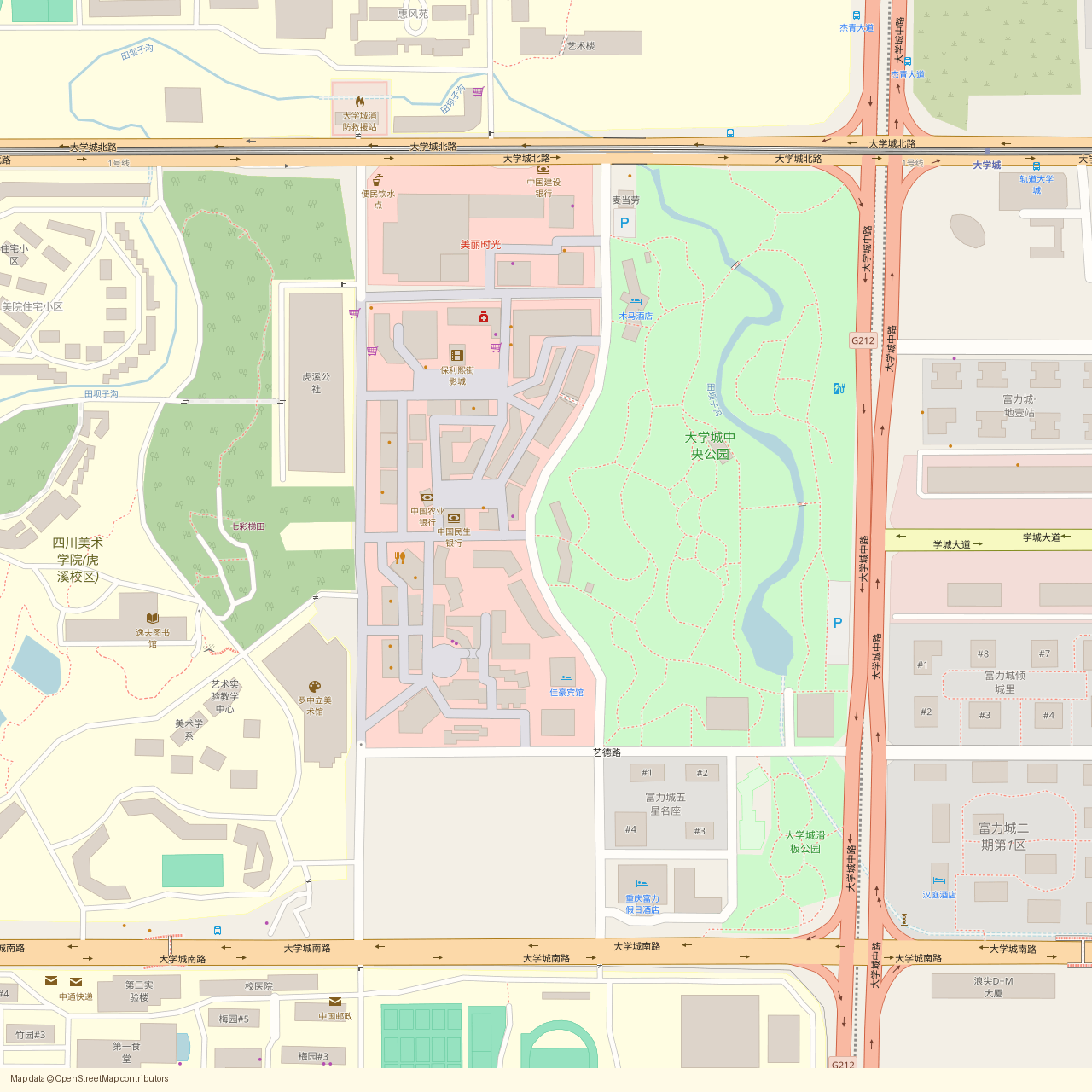 大学城熙街周边真实地图底图